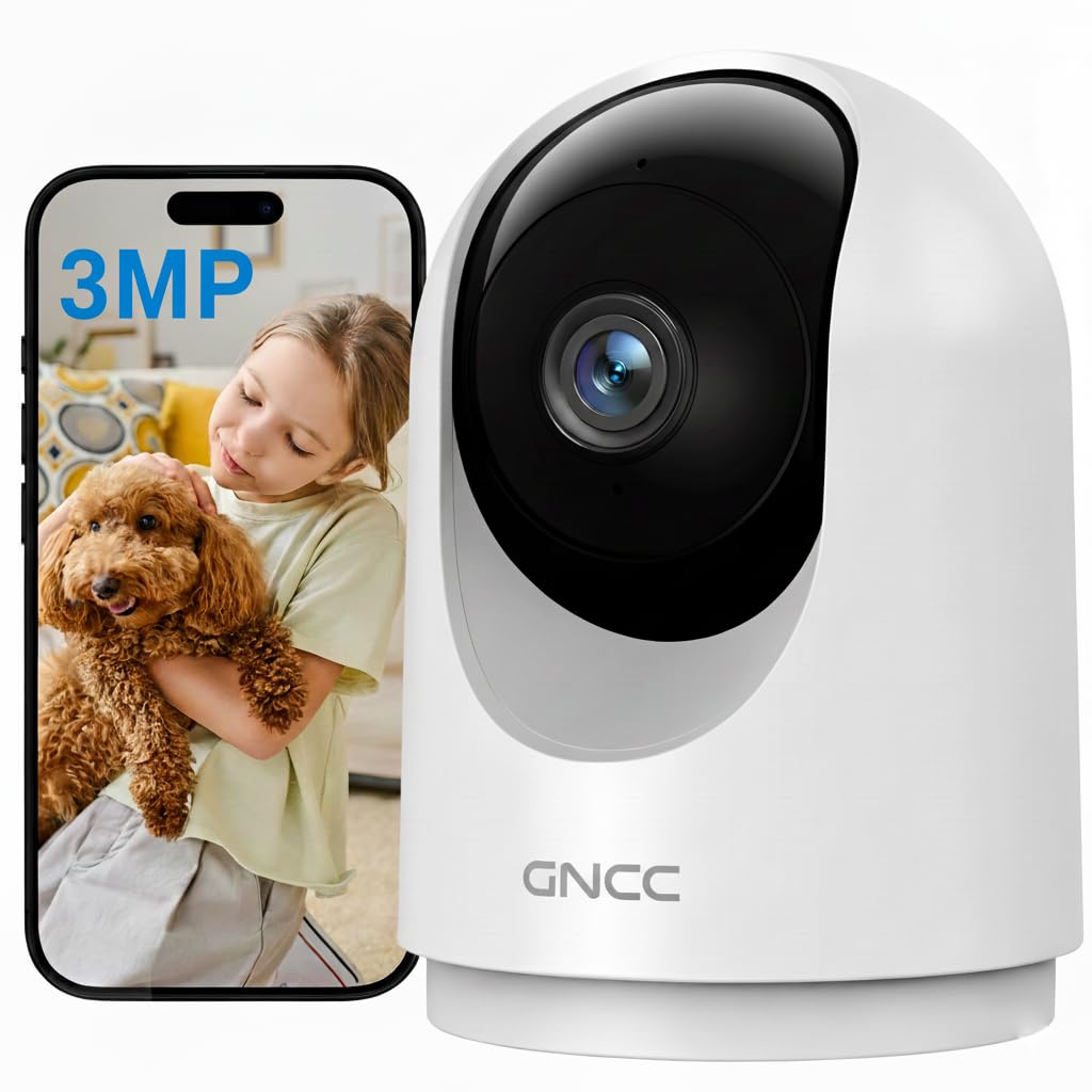 GNCC 2K/3MP Indoor Security Camera WiFi, CCTV Camera House Security, 360?? Pet Dog Baby Mon