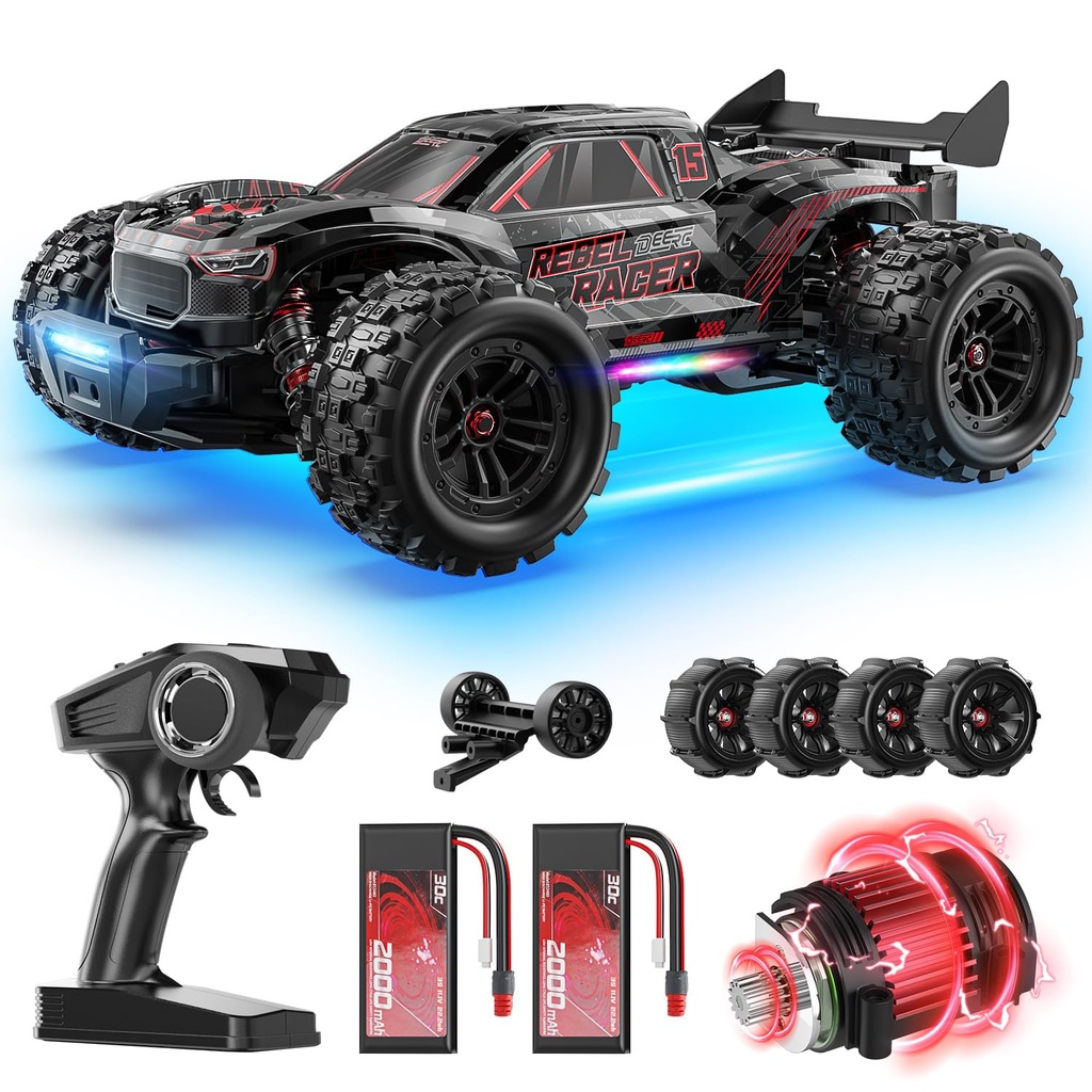 DEERC 1:14 Fast Brushless RC Car for Adults, Max 46+ mph Off-Road Truck