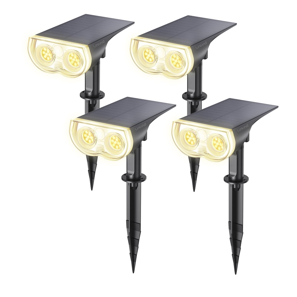 Linkind Solar Spot Lights Outdoor Garden, Warm White Solar Powered Stake Light