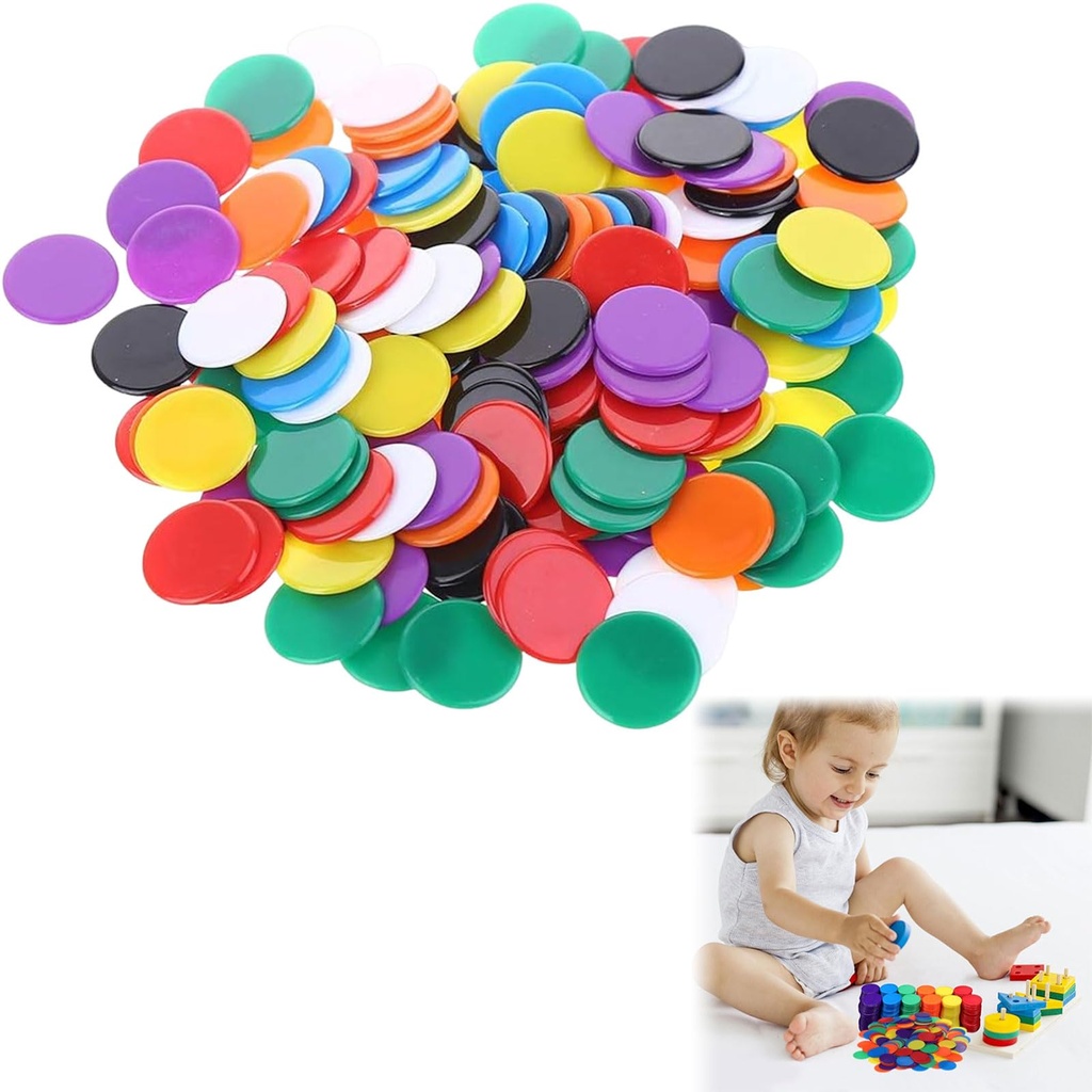 Rakiuty Counters For Maths, 200 Pcs Colored Plastic Counters, Double Sided Counter