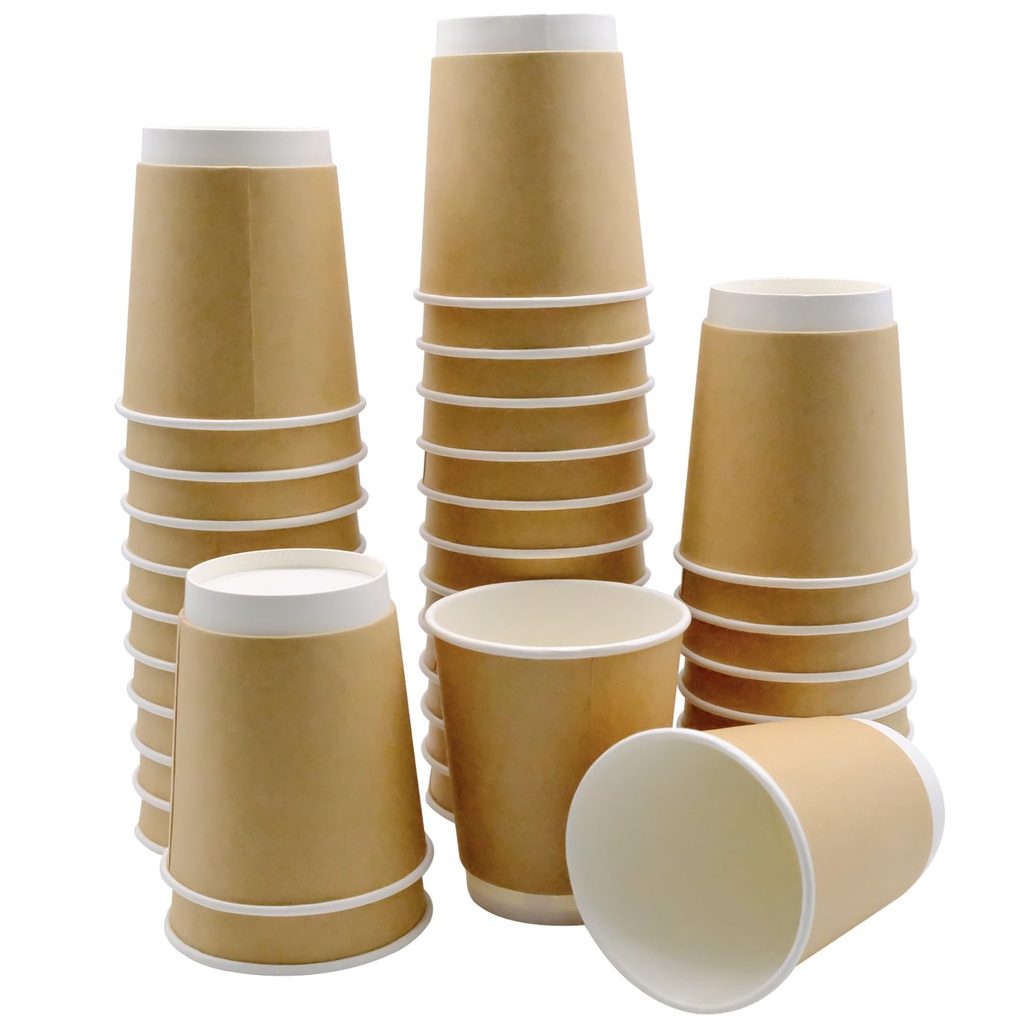 AMJKEJI 50 Pcs Paper Cups 8oz Disposable Cup for Hot and Cold Drinks, Party Paper Cups for
