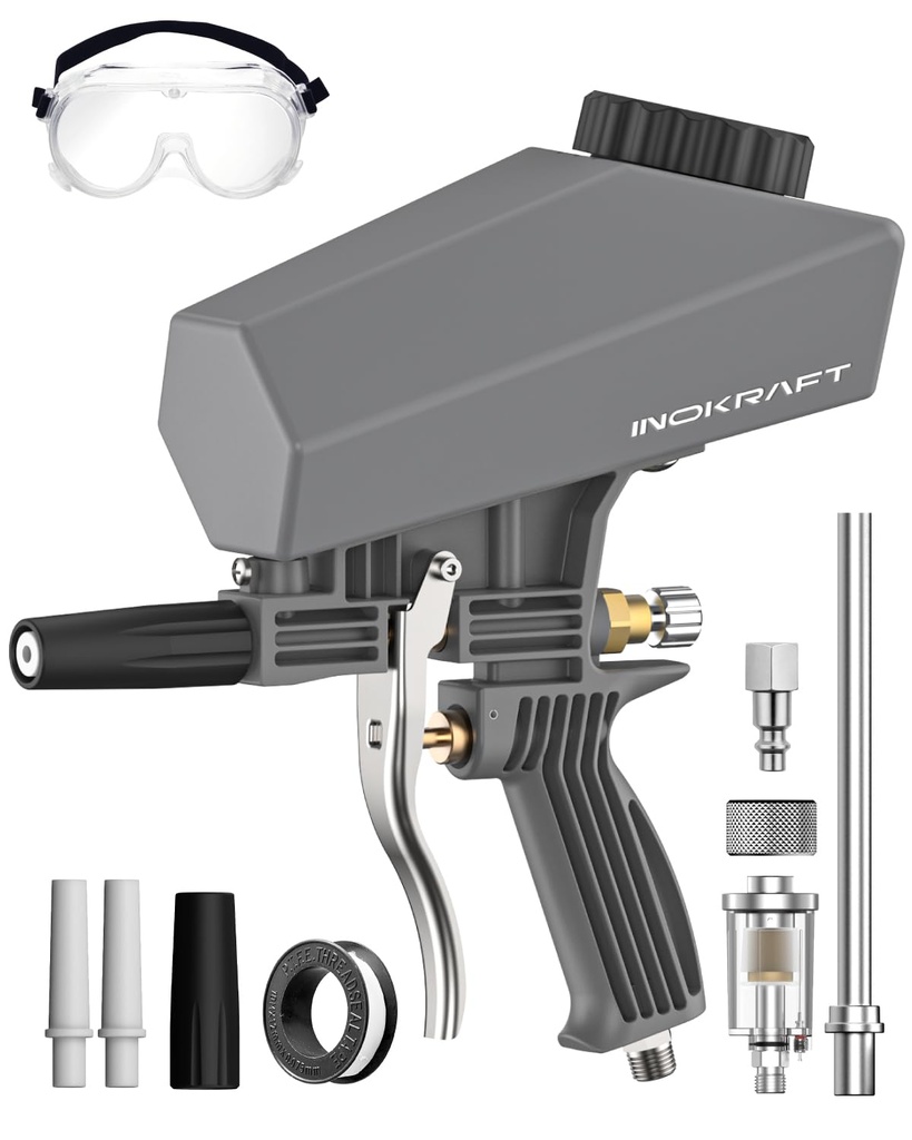 InoKraft Portable Sandblaster Gun Kit with Oil-Water Separator & Extension Nozzle