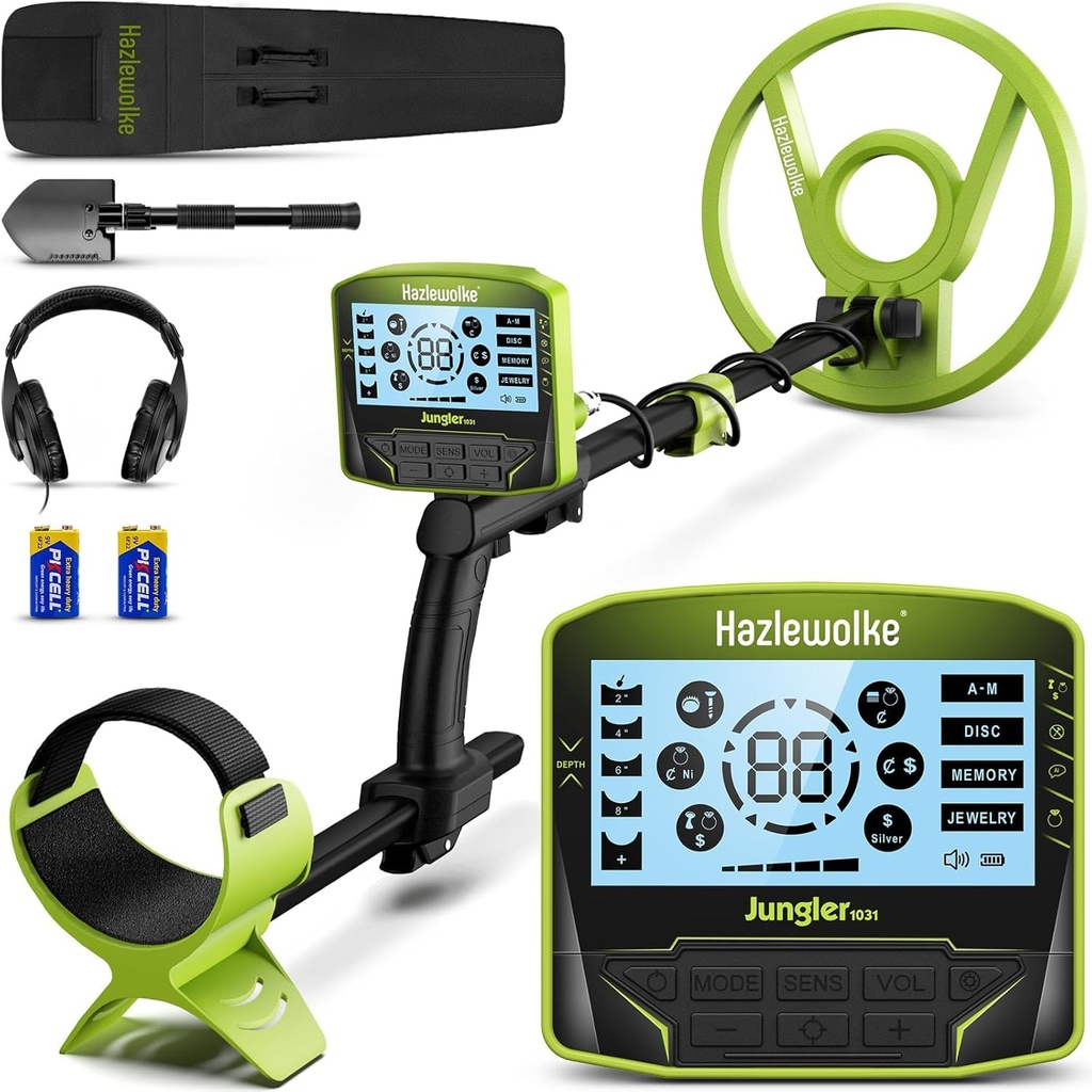 Hazlewolke Metal Detector for Adults, Higher Accuracy 10'' Waterproof Coil, Bigger LCD Disp