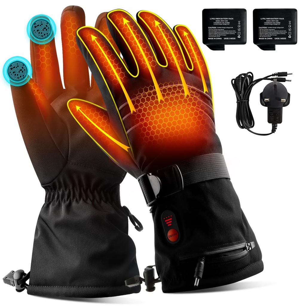 ABXMAS Heated Gloves for Women,Heated Gloves Rechargeable with 7.4V 6400mAH Batteries, Last