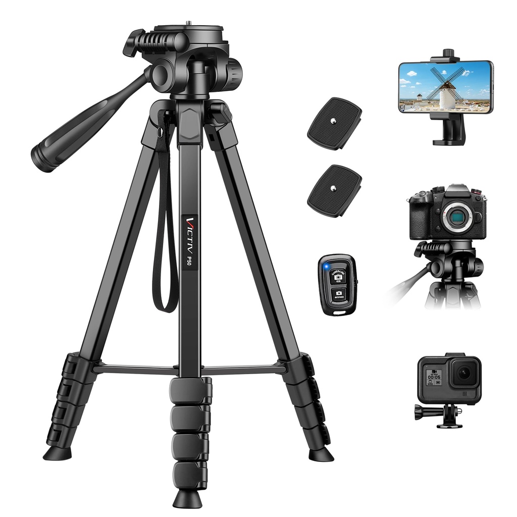 Victiv Camera Tripod for Canon Nikon Sony, 67.7"/172cm Portable Aluminum Camera Tripod Stand