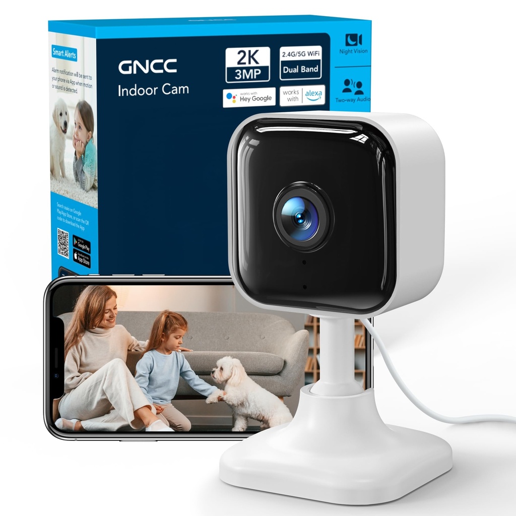 GNCC 2K Indoor Security Camera, Cameras House Security, CCTV WiFi Camera for Home Security