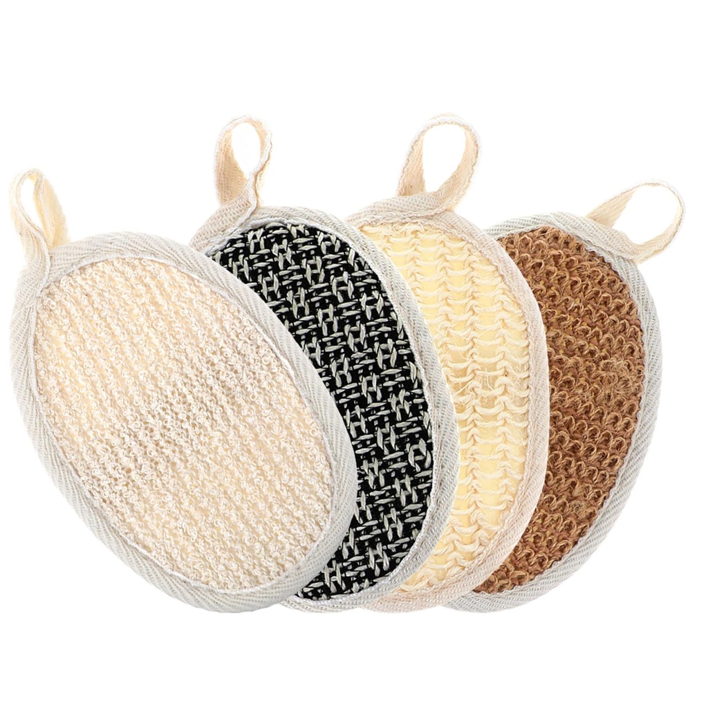 Molain 4 Pack Natural Exfoliating Body Scrubber, Eco-Friendly Sponges Bath Sponge for Men W
