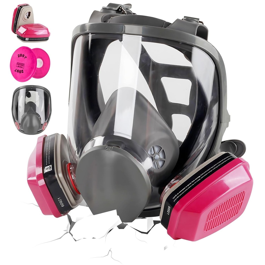 sykua Full Face Respirator Mask with 60921 and 2097 Filters, Reusable Gas Mask Survival Nuc