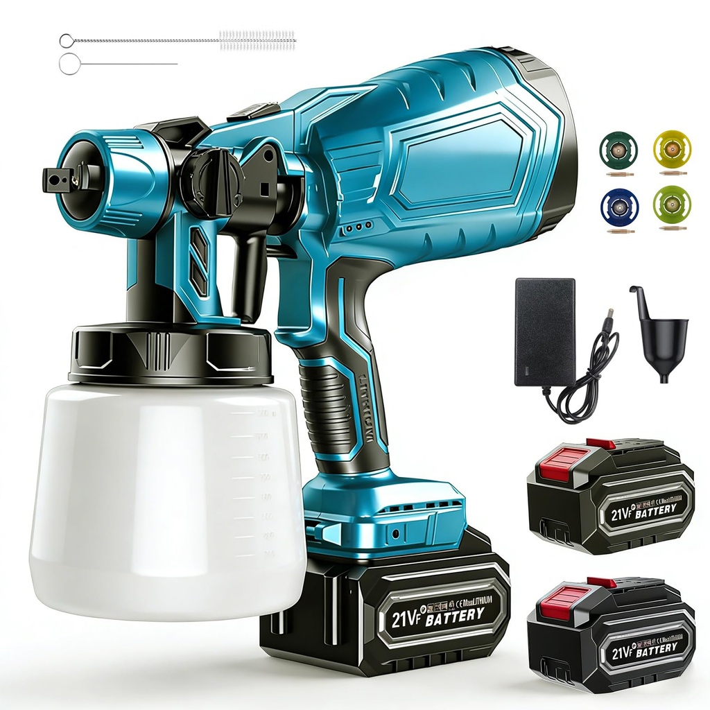 Kottwca Cordless Paint Sprayer With Battery, Fence Paint Sprayers With 1000ml Container