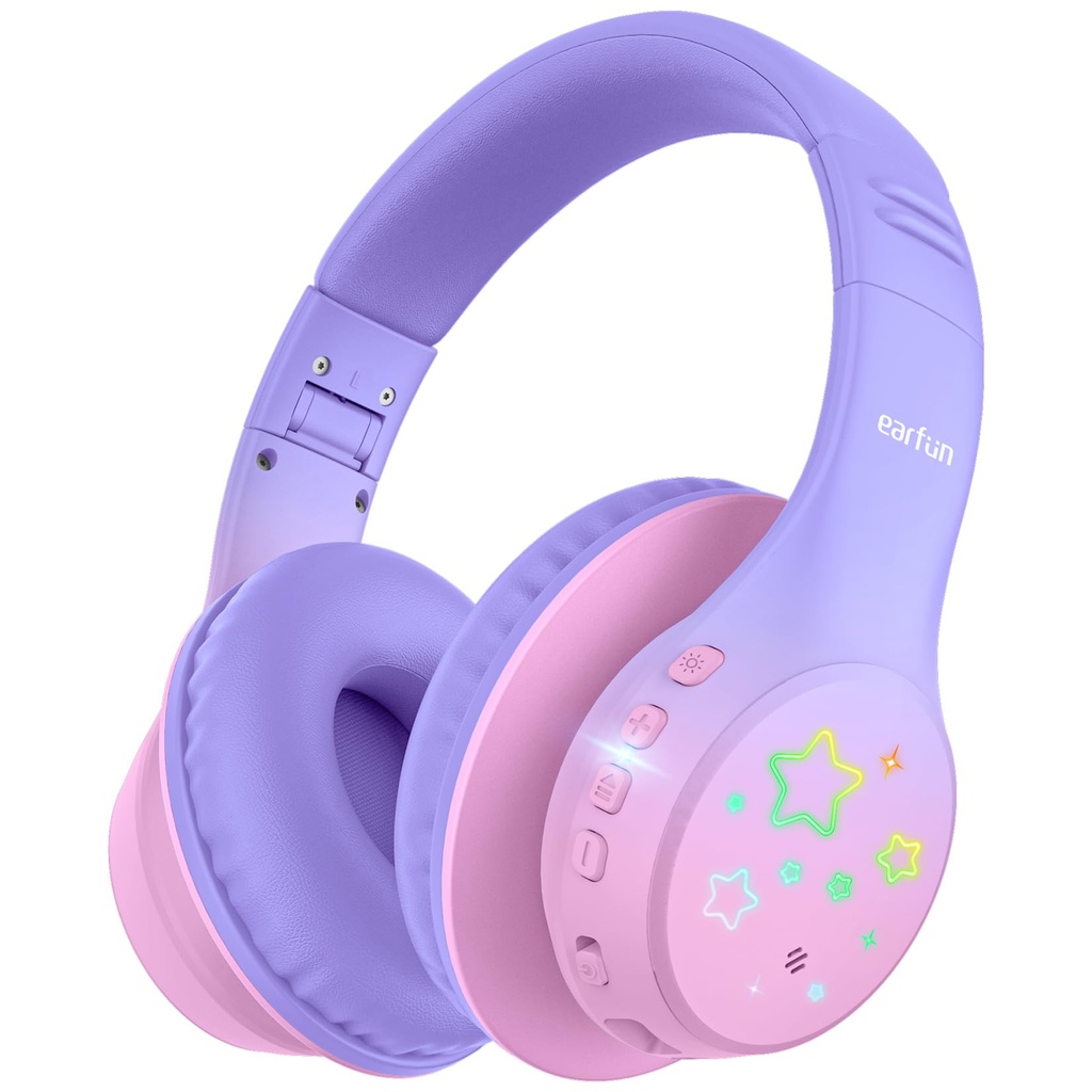 EarFun Kids Headphones Bluetooth, Kids Wireless Headphones with LED Lights Bluetooth5.4 wit