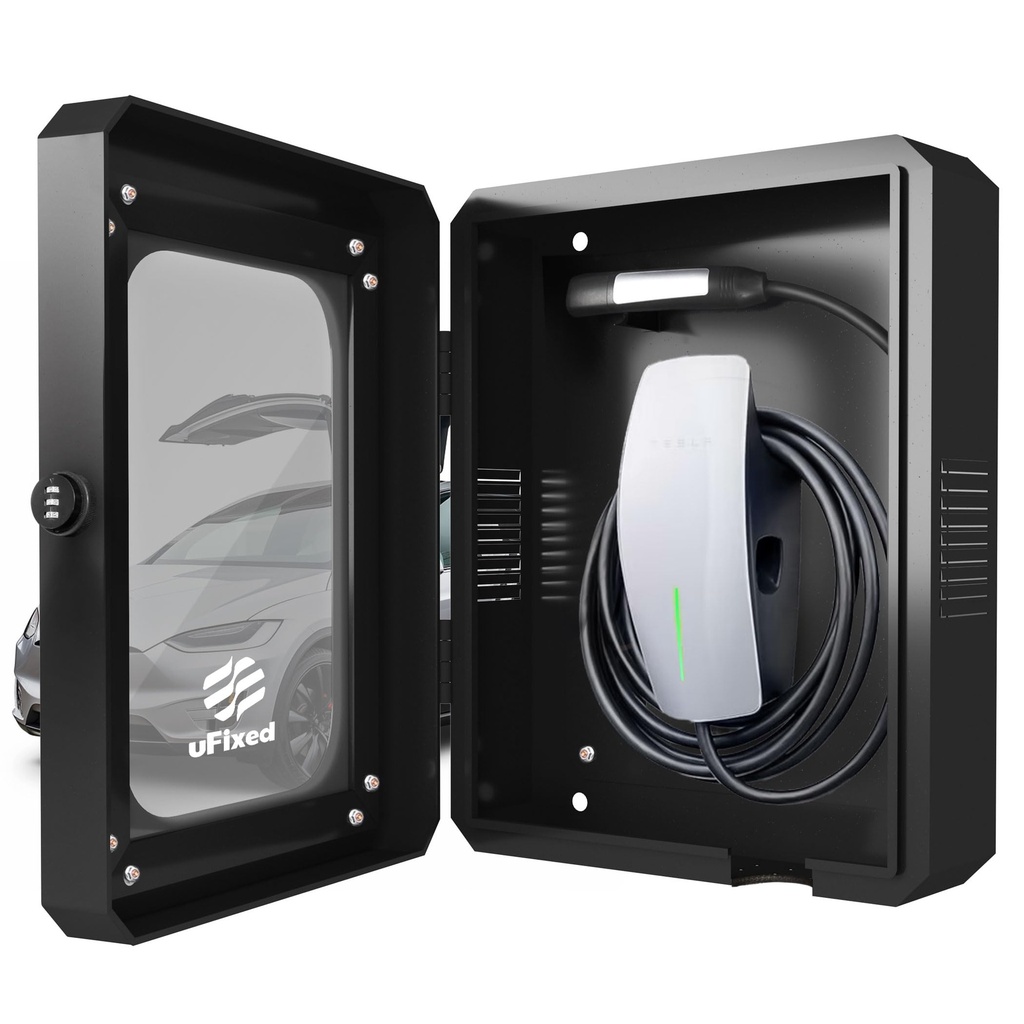 Ufixed Outdoor EV Charger Enclosure Wall Box with Lock for Tesla Charger