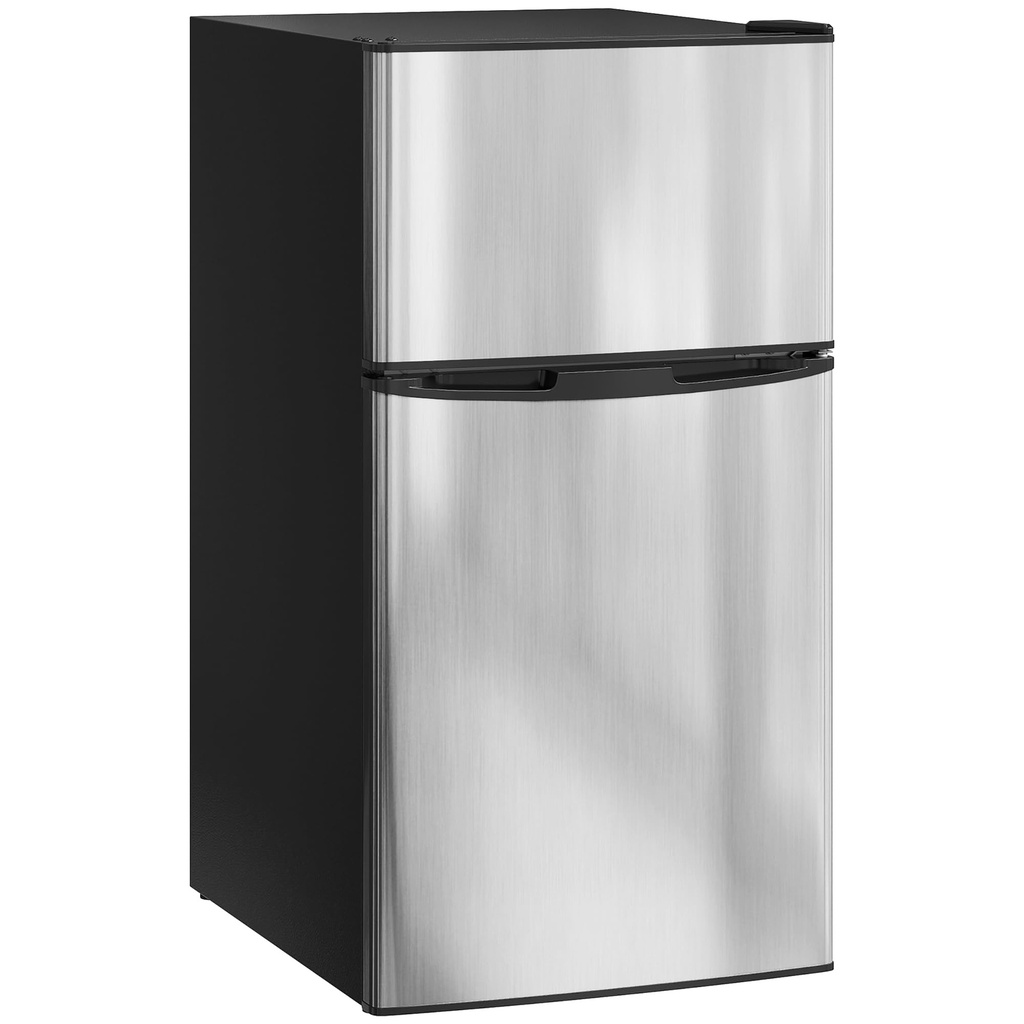 HOMCOM 88L Under Counter Fridge Freezer with 5-Setting Thermostat, Small Fridge with Light,