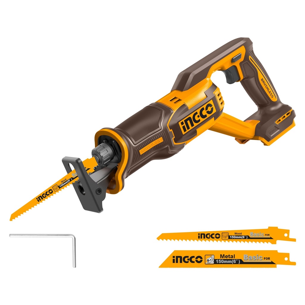 INGCO 20V Cordless Reciprocating Saw (Body Only), Brushless Motor, Electric Saws 2800RPM, 1