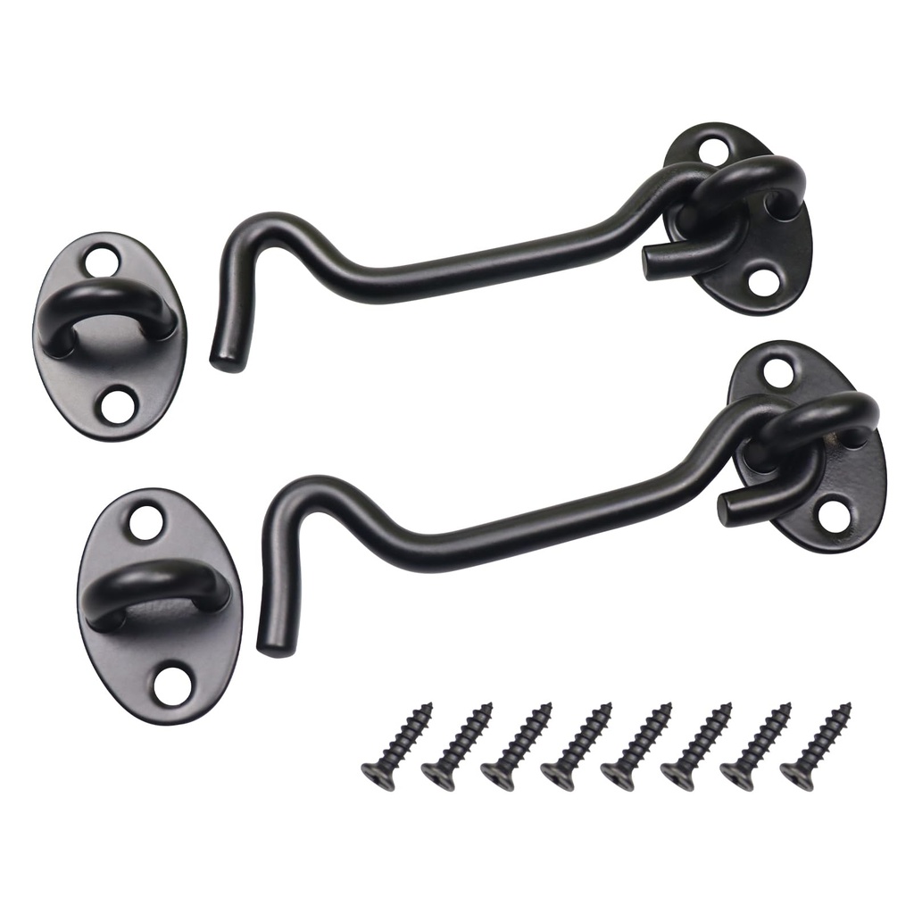 BOQIIKAR 2 Pack Cabin Hook Eye Door Latch, Stainless Steel 16 Inch Gate Cabinet Latches wit