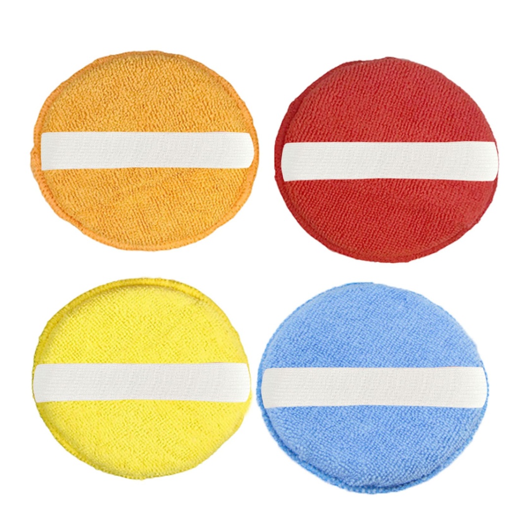 Dinghaole Microfibre Hand Polishing Car Sponge (4 Pieces), 120 x 25 mm with Elastic Band, f
