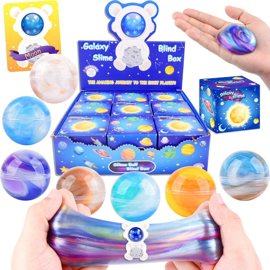 Galaxy Slime Party Favors for Kids, Galaxy Slime Ball Blind Box Kit, Stretchy, Non-Sticky, M