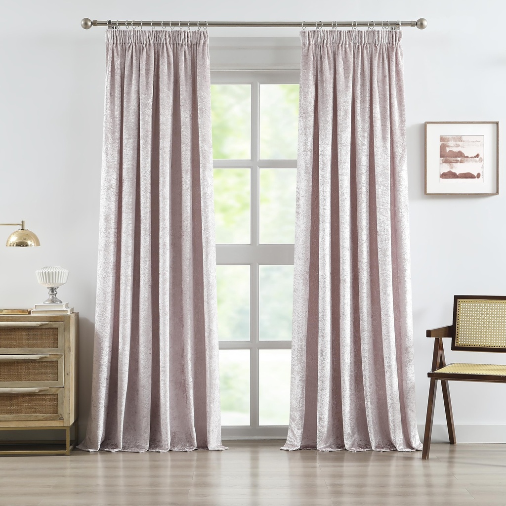 Bujasso Velvet Room Darkening Curtains Pink 72 inch Elegant Luxury Window Drapes for Girls