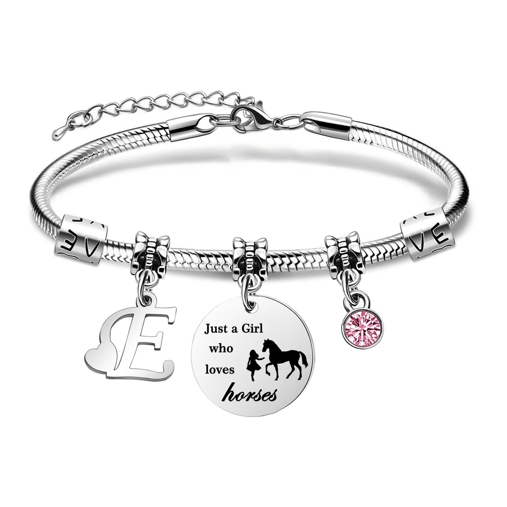 COEROW Initial Letters Horse Bracelets Just A Girls Who Loves Horse Horse Bracelet for Wome