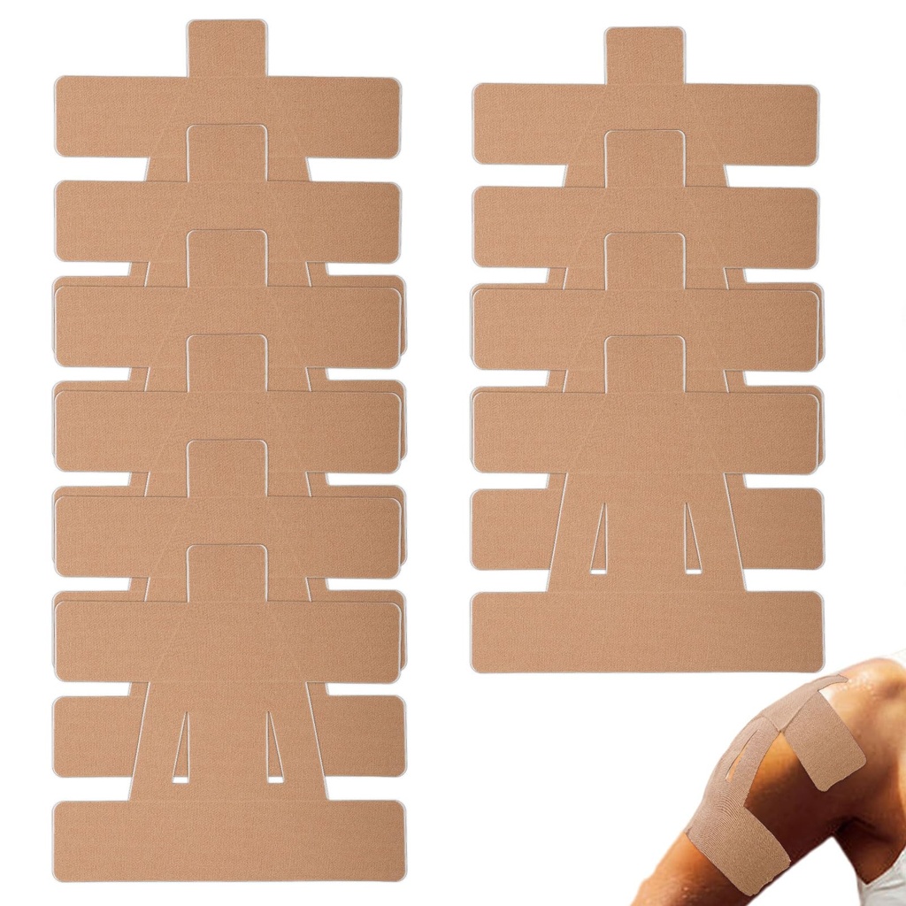 Gosknor 10pcs Precut Kinesiology Tape for Shoulder, Breathable & Latex-Free Athletic Tape f