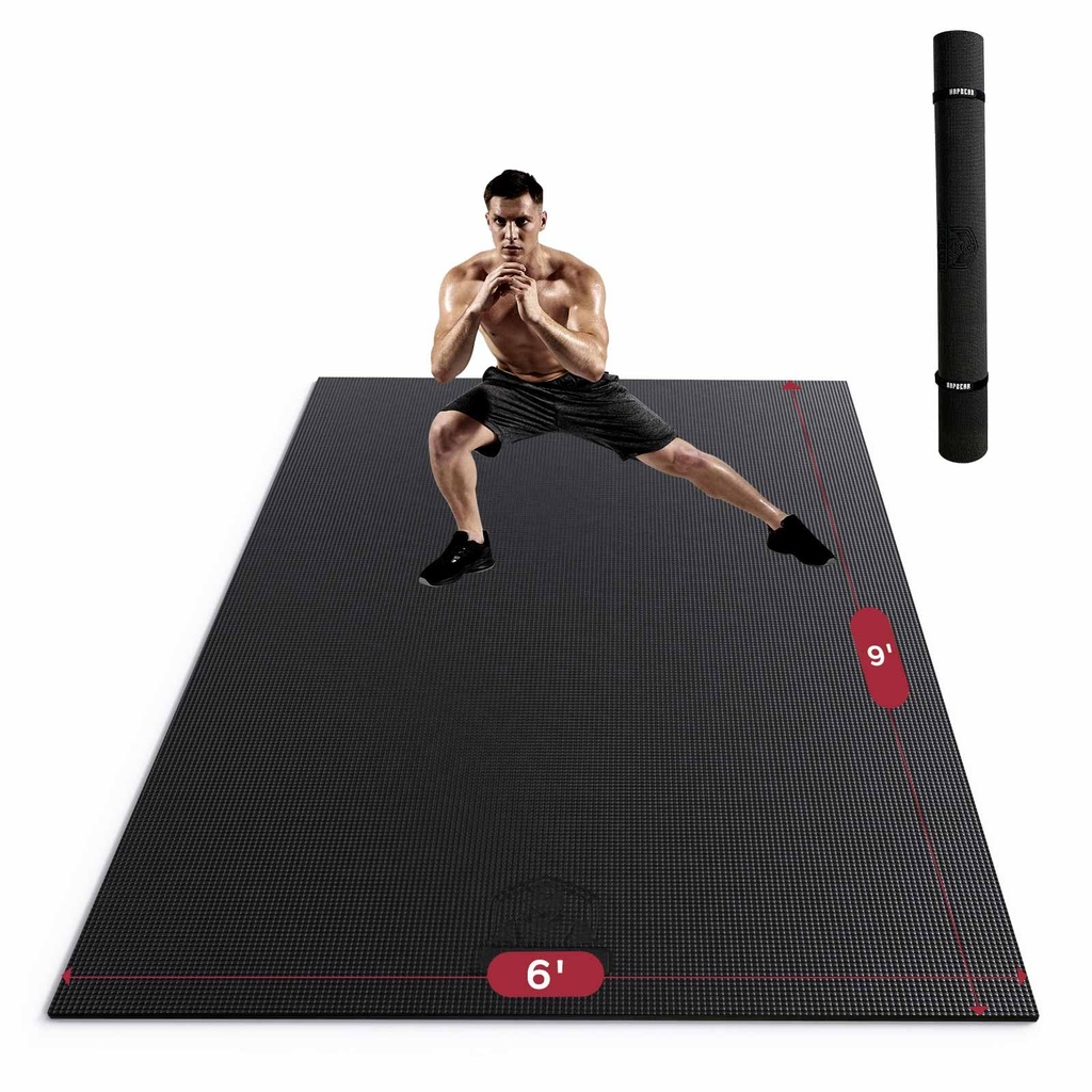 HAPBEAR Large Exercise Mat, 274—183—8mm, PVC Thick Non Slip, Large Yoga Mat for Home