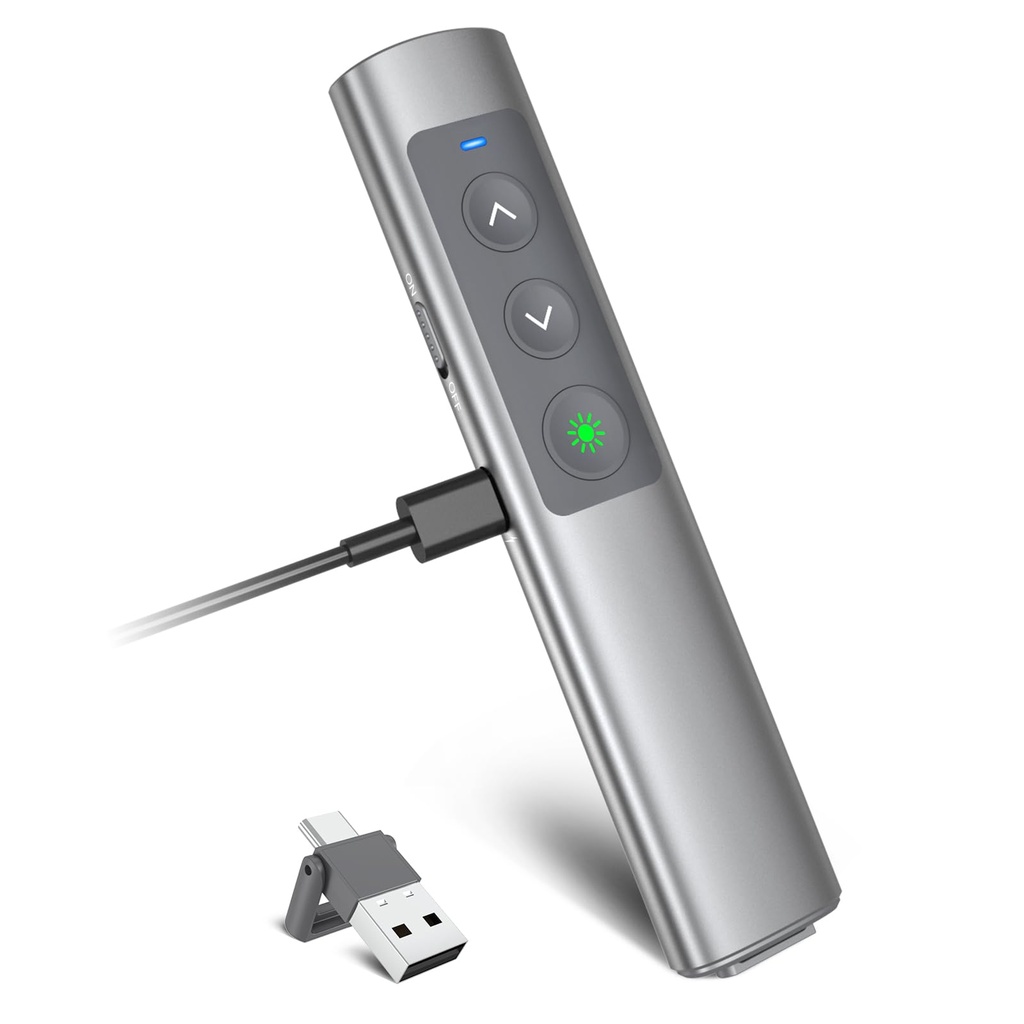 Presentation Clickers for PowerPoint Presentations, [Aluminum Alloy] + [2 in 1 USB C/A] Pow