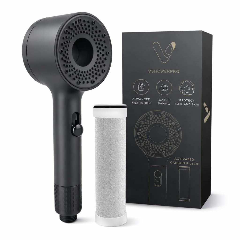 V Shower Pro Hard Water Filter Showerhead, High Pressure, New 2025 Filtration