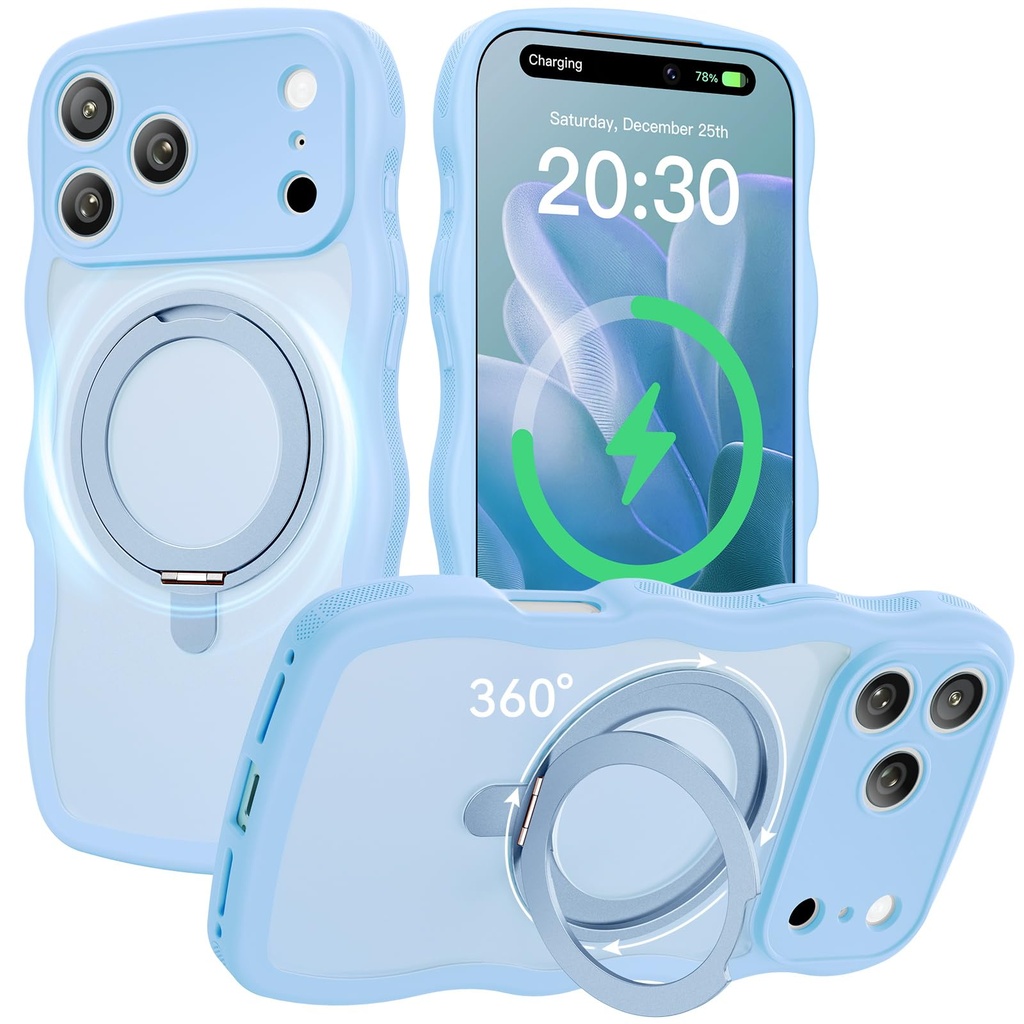 Peerock 360 Spin Stand for iPhone 17 Pro Case with Full Camera Protection 