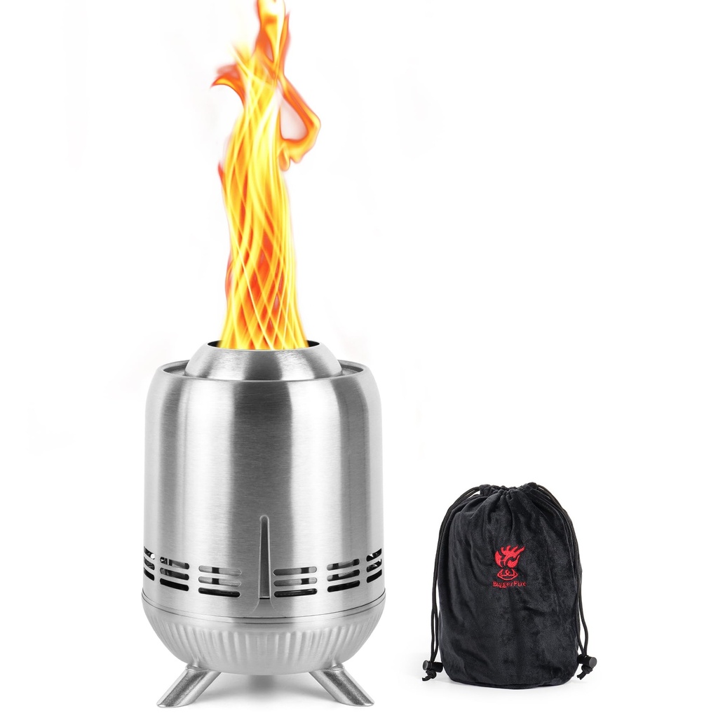 Tabletop Fire Pit, Smokeless Stainless Steel Mini Outdoor Stove, Low Smoke Burning Portable