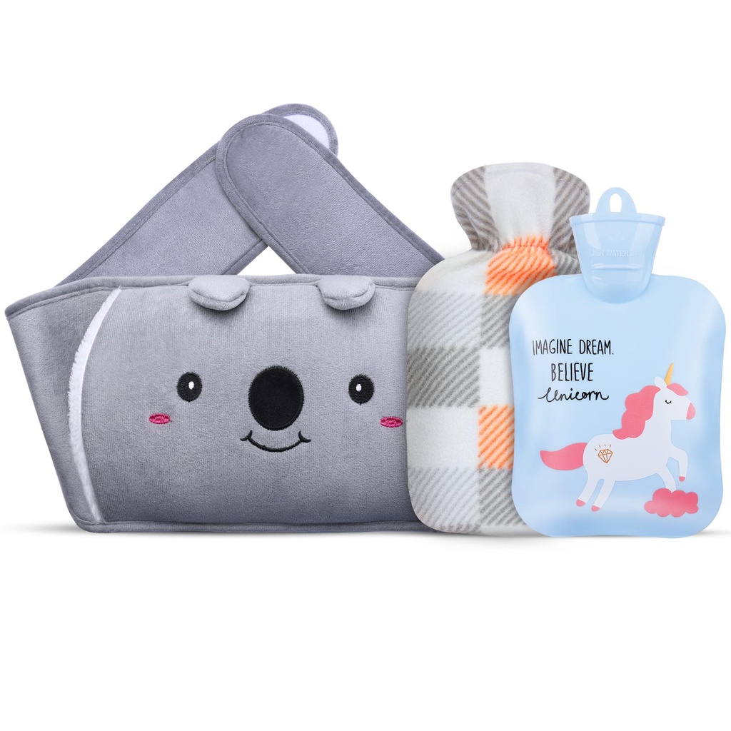 Hot Water Bottle, Warm Water Bag Rubber Hot Water Pouch with Soft Plush Hand Waist Warmer Cover, Cu