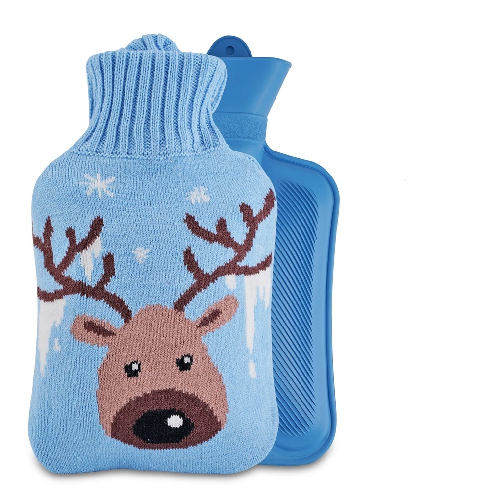 1.8L Hot Water Bottle with Cover - Cute Hot Water Bag for Pain Relief, Neck and Shoulders,