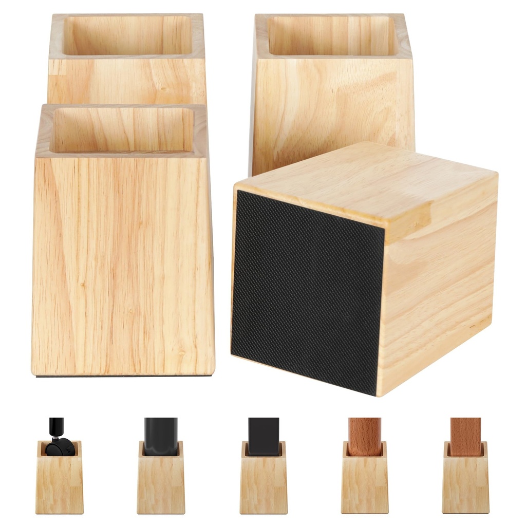 TQVAI Wood Bed Risers 5 Inch (Inner 4" H), Furniture Risers Supports up to 2200 lbs