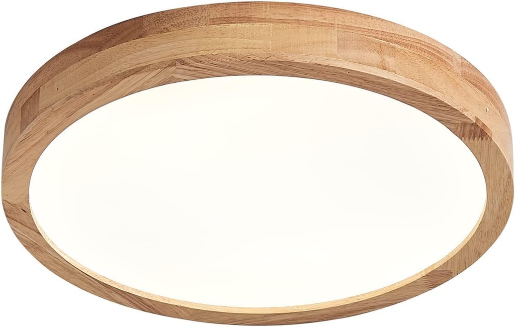 Schindora Wooden LED Ceiling Light,20W Neutral White 4500K 1600 LM,Round Wood Ceiling Light