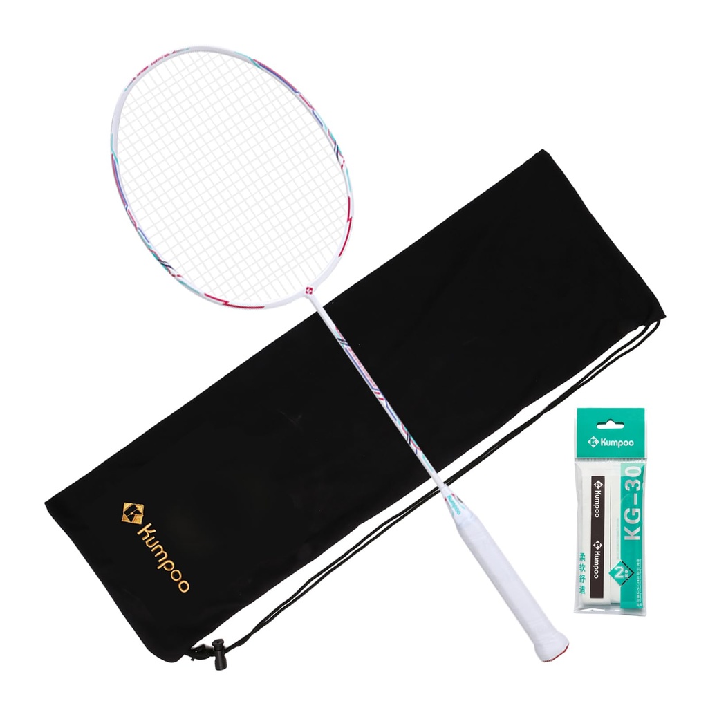 KUMPOO Badminton Racket Professional, Badminton Carbon Fiber Racket Set with Cover