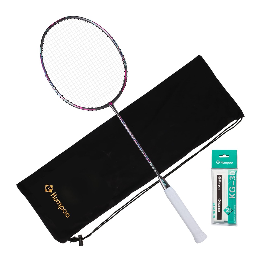 KUMPOO Badminton Racket Professional, Badminton Carbon Fiber Racket Set with Cover