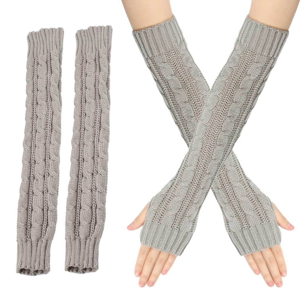Knitting Arm Warmers Anti-Slip, Knitted Long Sleeve Fingerless Gloves, Long-Sleeve Gloves f