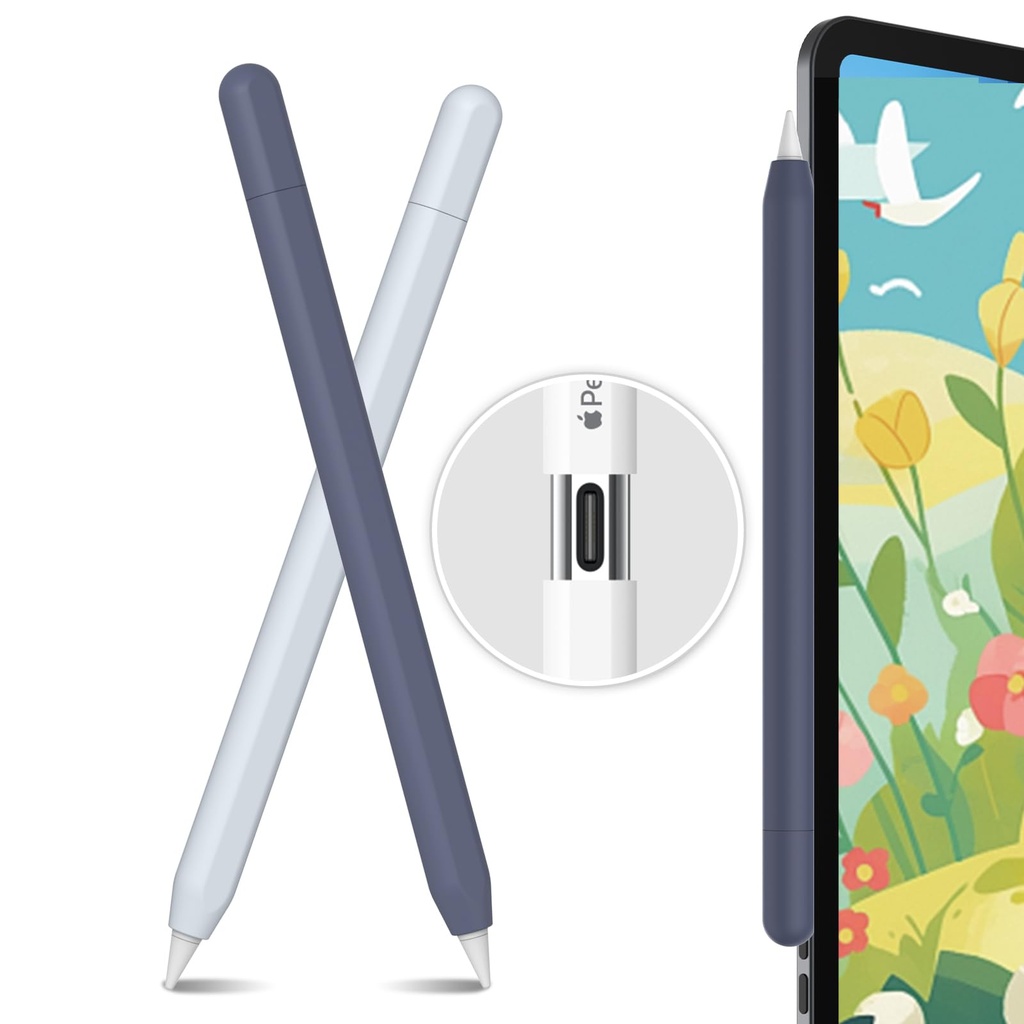 AhaStyle 2 Pack Silicone Apple Pencil (USB-C) Case 2023 Ultra Thin Protective Cover Skin App