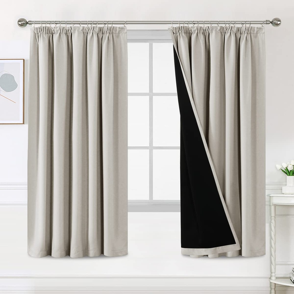 BellaHills 100% Blackout Curtains for Bedroom Thermal Insulated Curtains & Drapes Blackout
