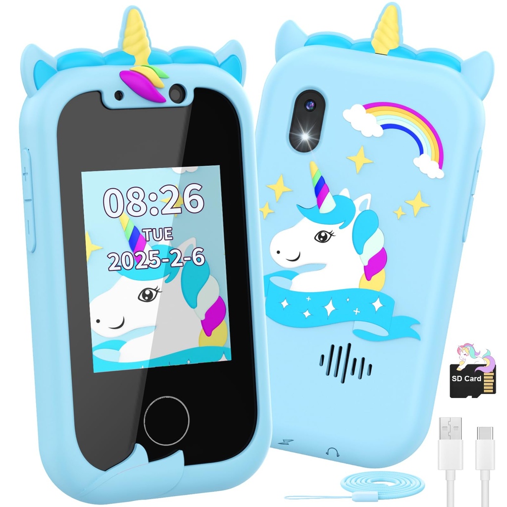 Ashfly Kids Phone for Girls,2.4Ã¢Â€Â™Ã¢Â€Â™ Kids Smart Phone Learning Toy with Dual Camera M