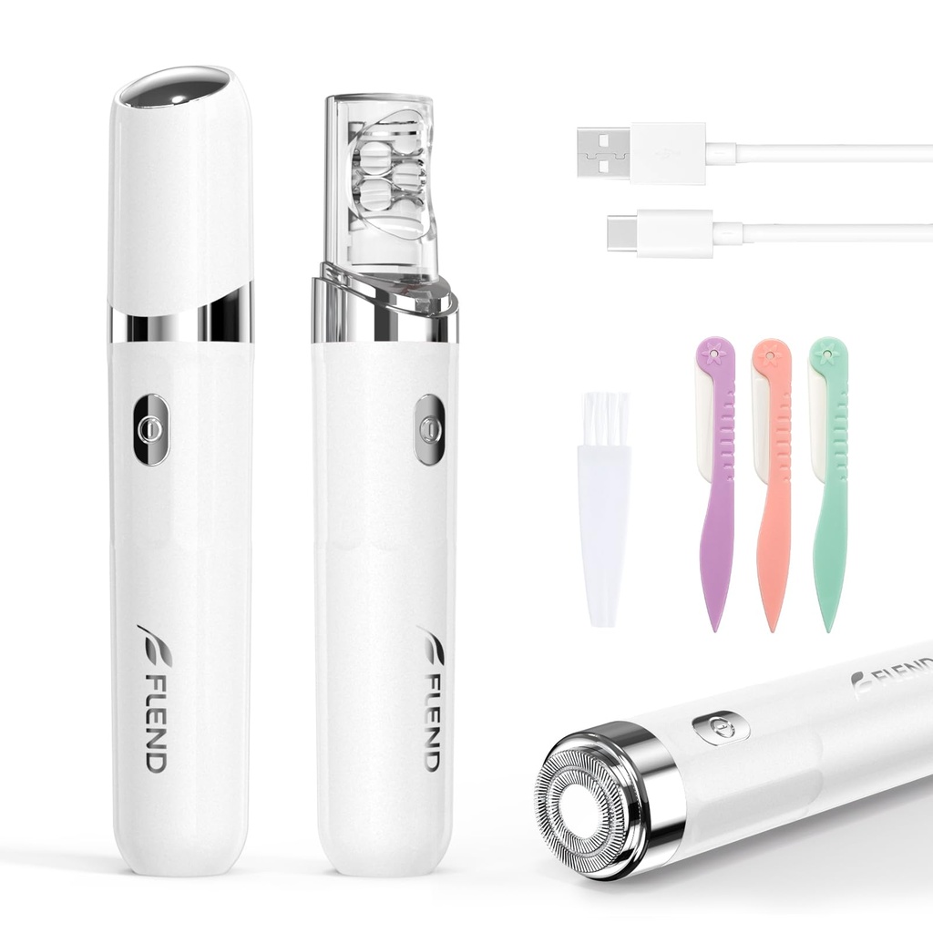 Facial Hair Remover for Women, 2-in-1 Epilator for Women with LED Light USB Rechargeable Por