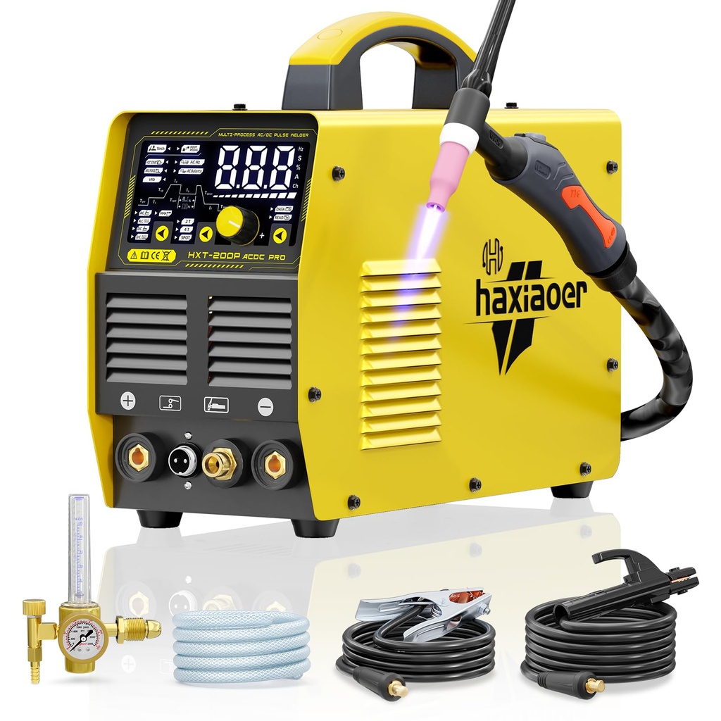 haxiaoer Aluminum TIG Welder AC/DC 240V with Pulse, [Large LED Display] 200A Digital Inverter