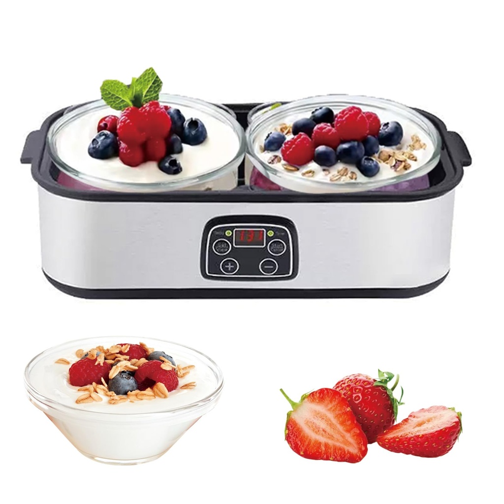 Yoghurt Maker 2000ml with 2 Glass Jars,Electric Yogurt Maker Machine with Adjustable Temp