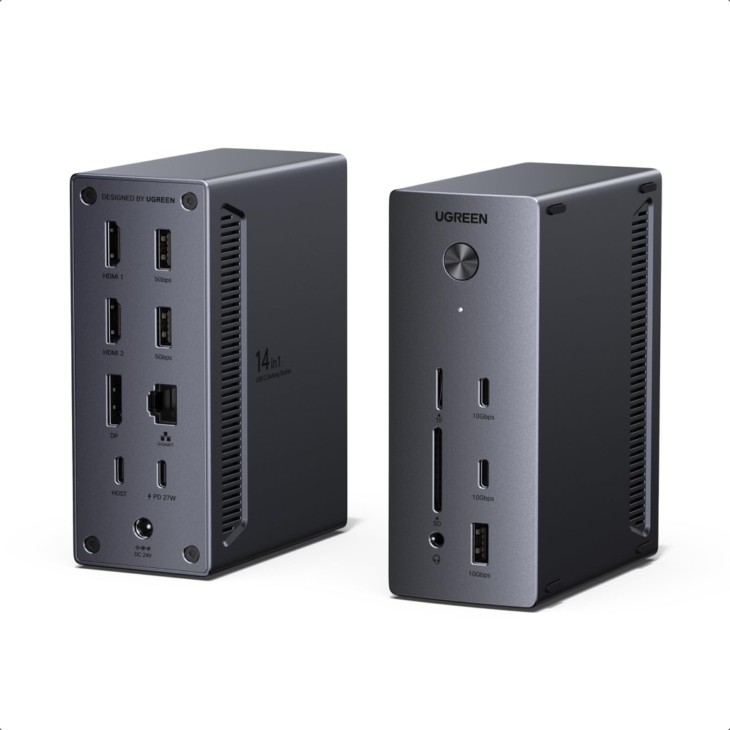 UGREEN Docking Station, Triple 4K Display (2x HDMI+ DP), 14-Port USB-C Dock, 100W Max Charge