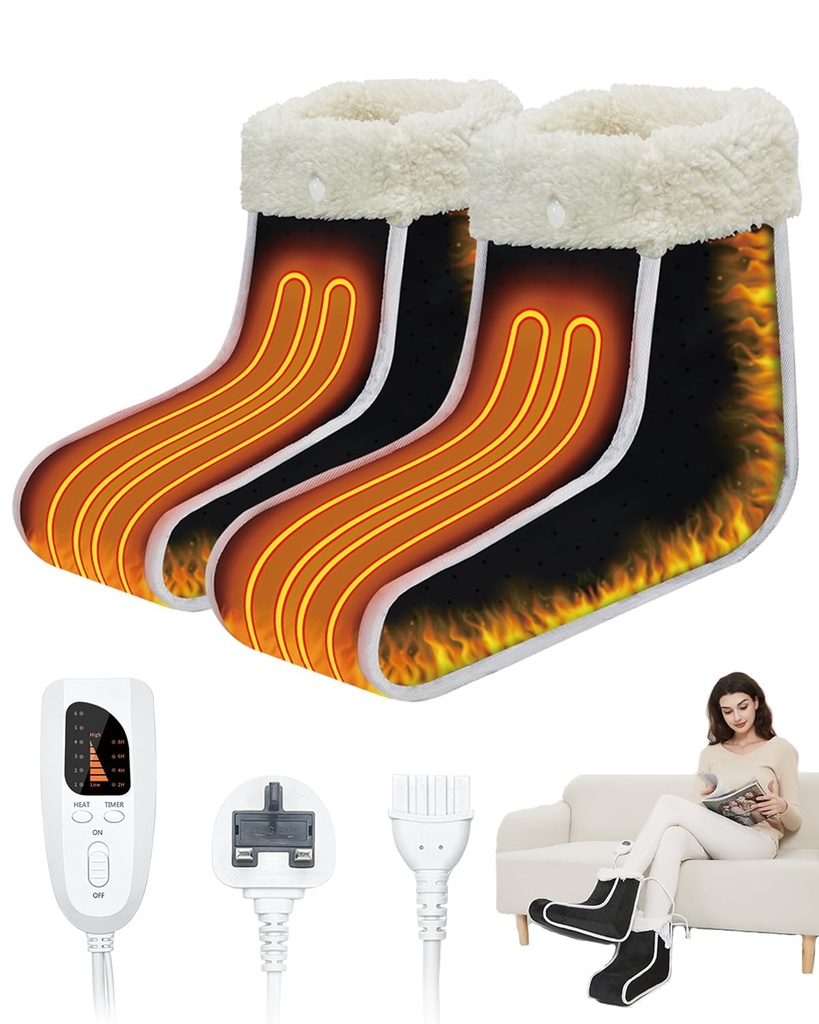 Electric Foot Warmer for Women Men, FERNIDA Heated Feet Warmers for Cold Feet with 6 Levels