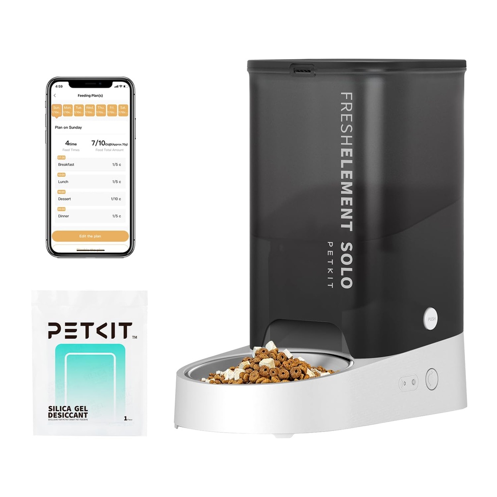 PETKIT Automatic Cat Feeder, 2.4GHz Auto Cat Feeder with App Control 3L, Low Food & Blockag