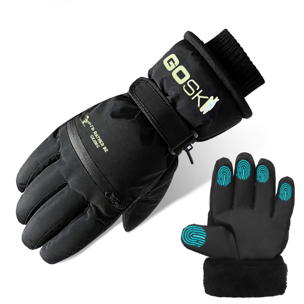 EOAMGO Waterproof Thermal Ski Gloves for Women with Touchscreen & Fleece Lining, Windproof