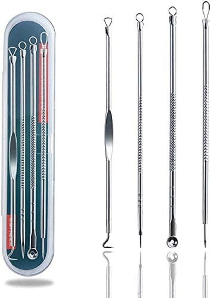 4PCS Blackhead Removal Tool kit. Four-piece with Storage Box for Nose Facial Care Silver