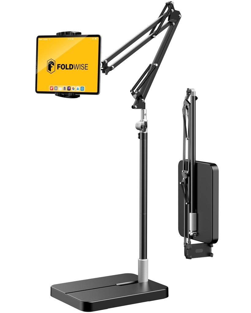 FoldWise Foldable iPad & Tablet Floor Stand - Sturdy 5kg Metal Reinforced Base