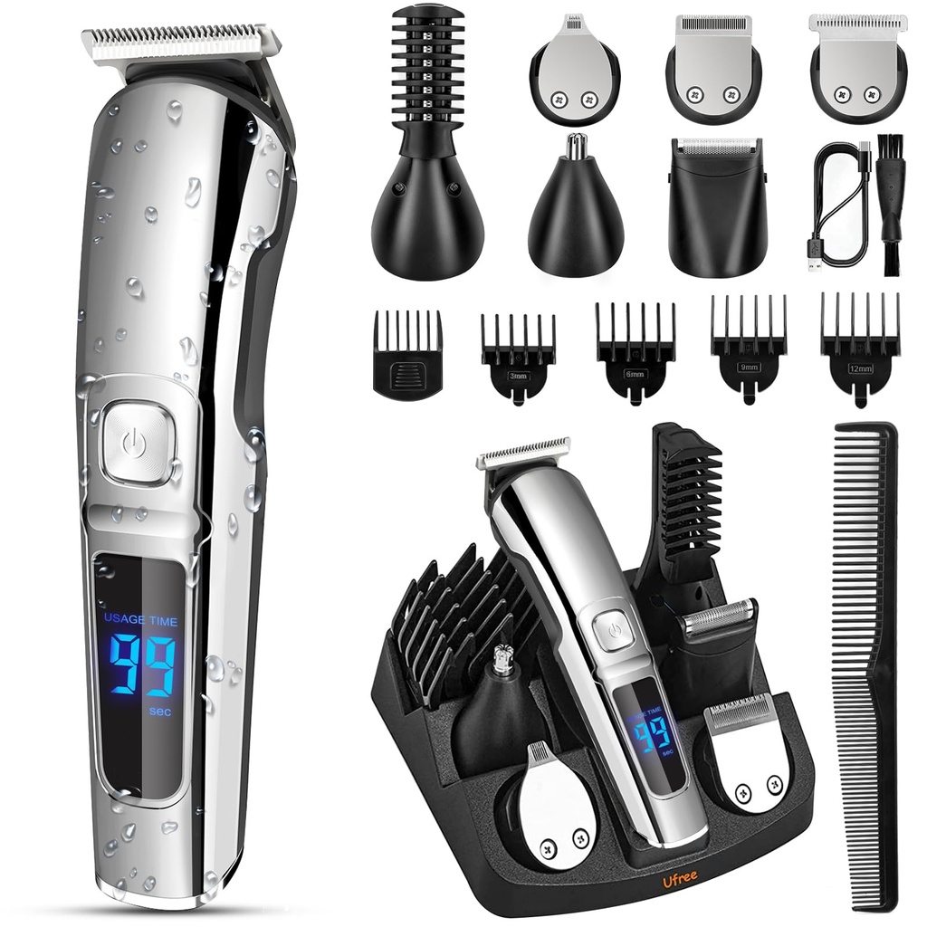 Ufree Beard Trimmer Men, Waterproof Electric Razor for Nose, Body, Face and Mustache