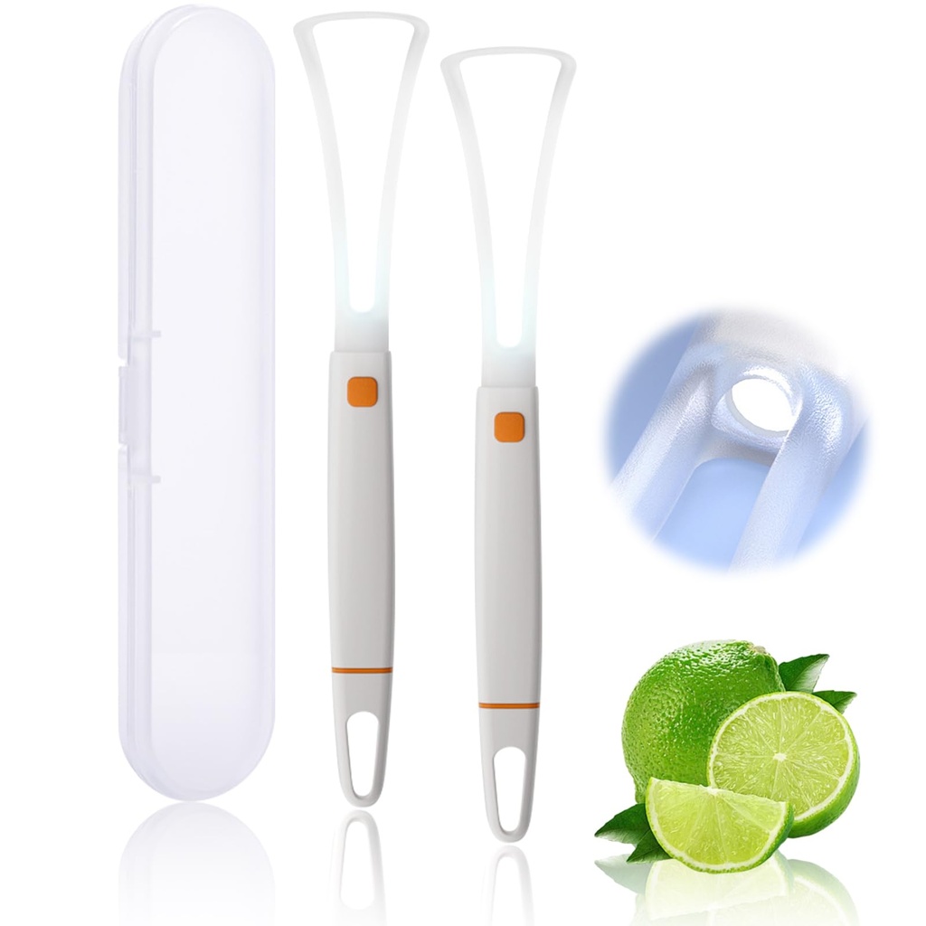Tongue Scraper, LED Tongue Scrapers for Adults, Tongue Cleaner with Light for Easy to See,
