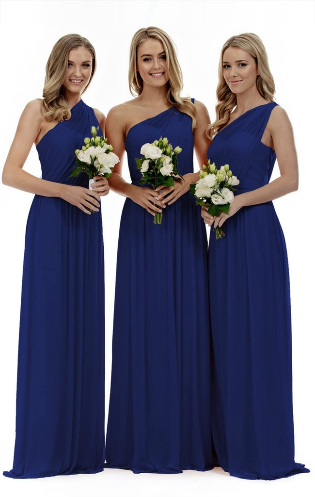 Lecureler Long One Shoulder Prom Bridesmaid Dress Royal Blue Size 16
